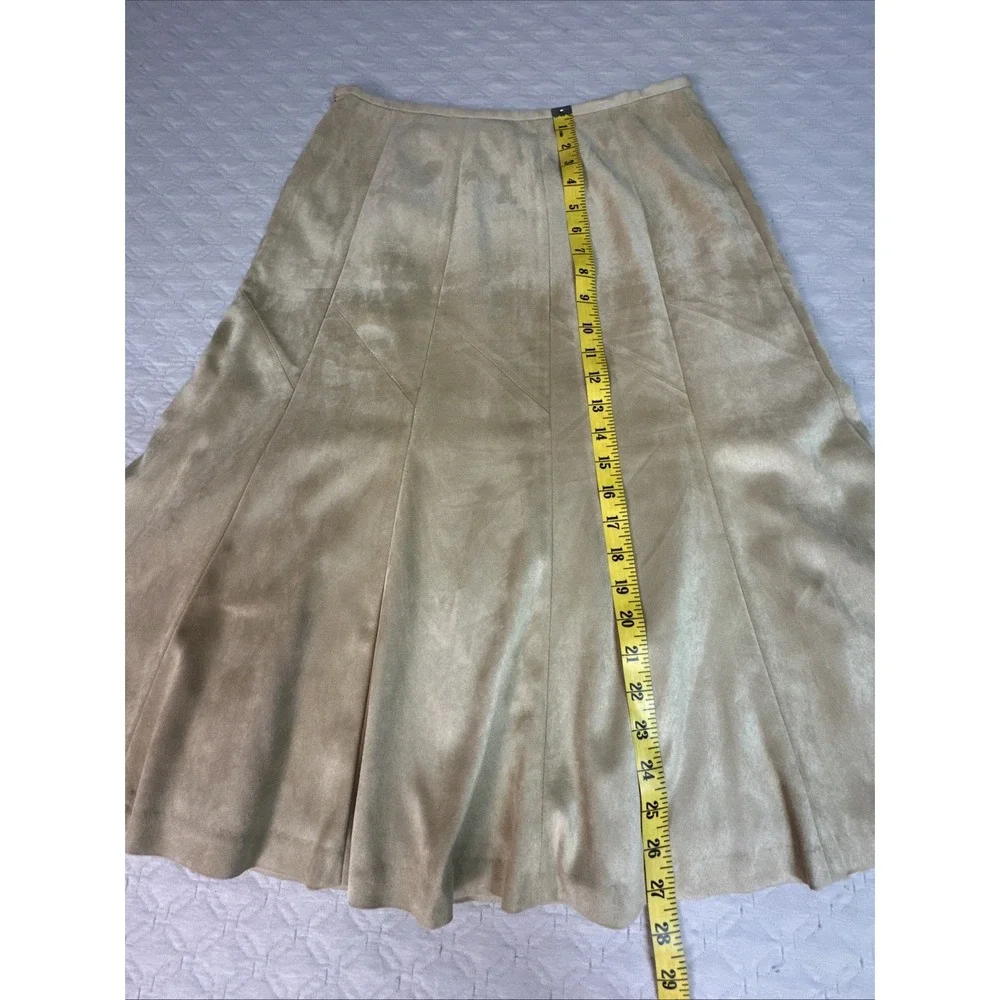 Talbots A-Line Midi Skirt Women's Sz 8 Stretch Beige/Camel Polyester
